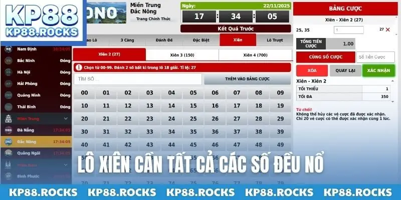 Lô xiên cần tất cả các số đều nổ